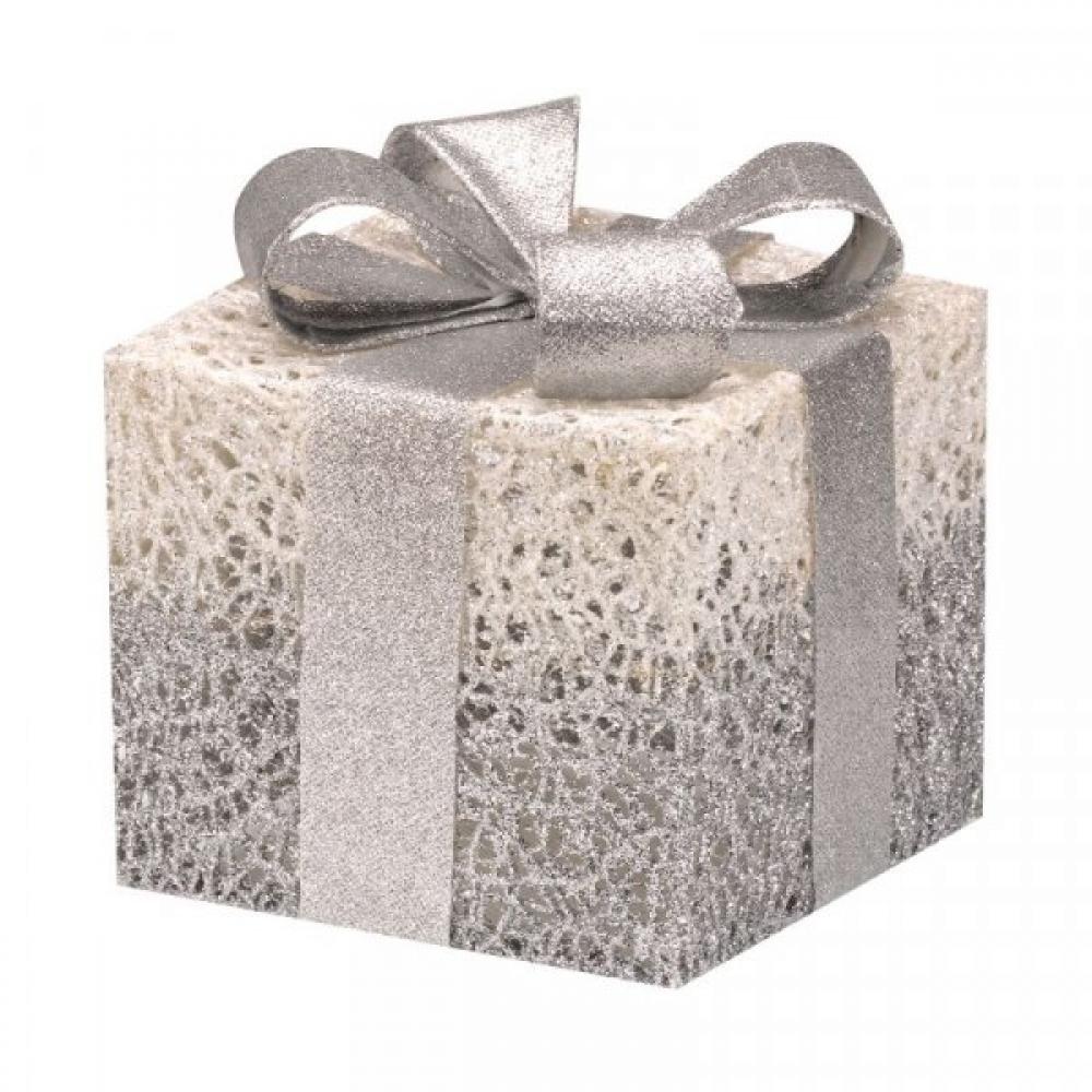 Geschenkboxen Silber in Baumwolloptik (3er-Set)